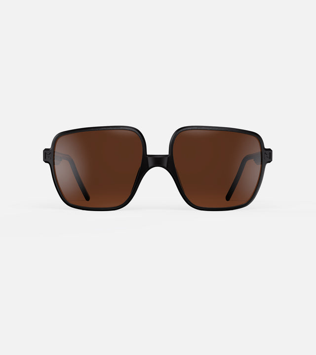 Asia fit timeless black sunglasses with dark brown lenses, great for both casual and formal settings