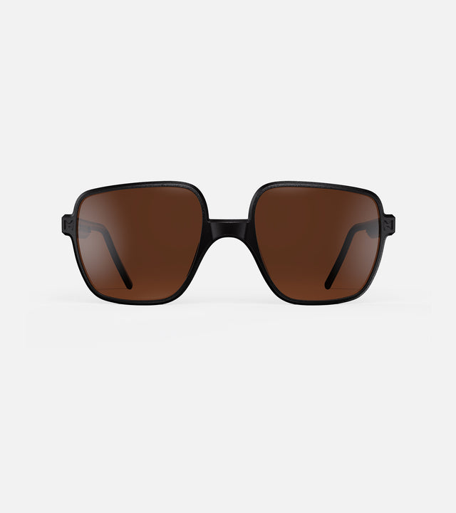 Classic black square sunglasses with UV-protection brown lenses, perfect for wide nose profiles and a sophisticated everyday look