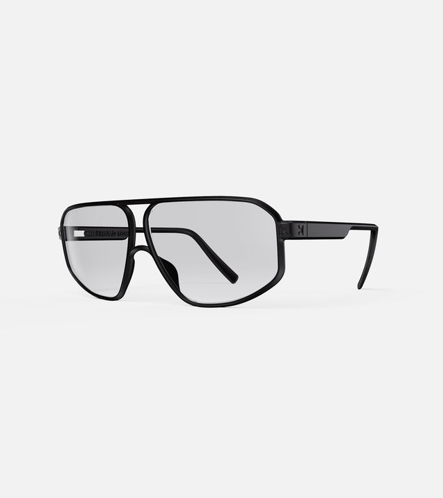 Fashion-forward black aviator glasses with, ideal for a contemporary edge”