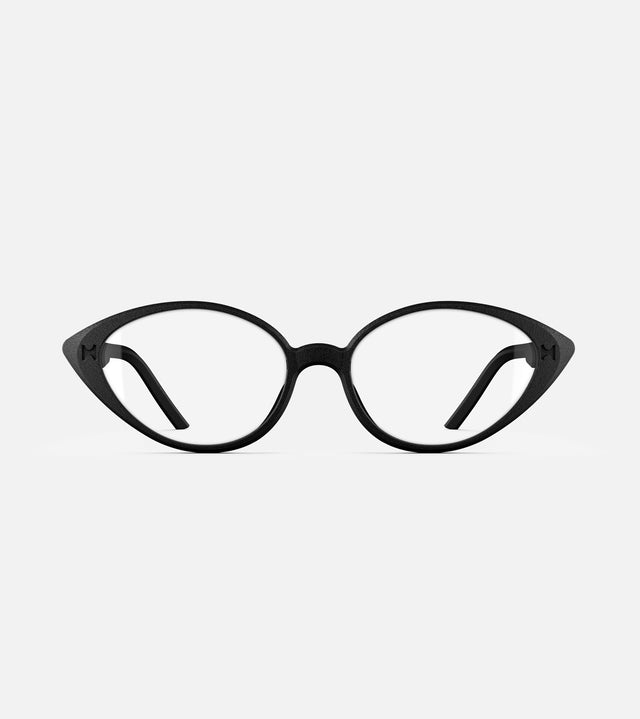 Elegant black cat-eye optical glasses, ideal for a vintage-inspired, stylish look