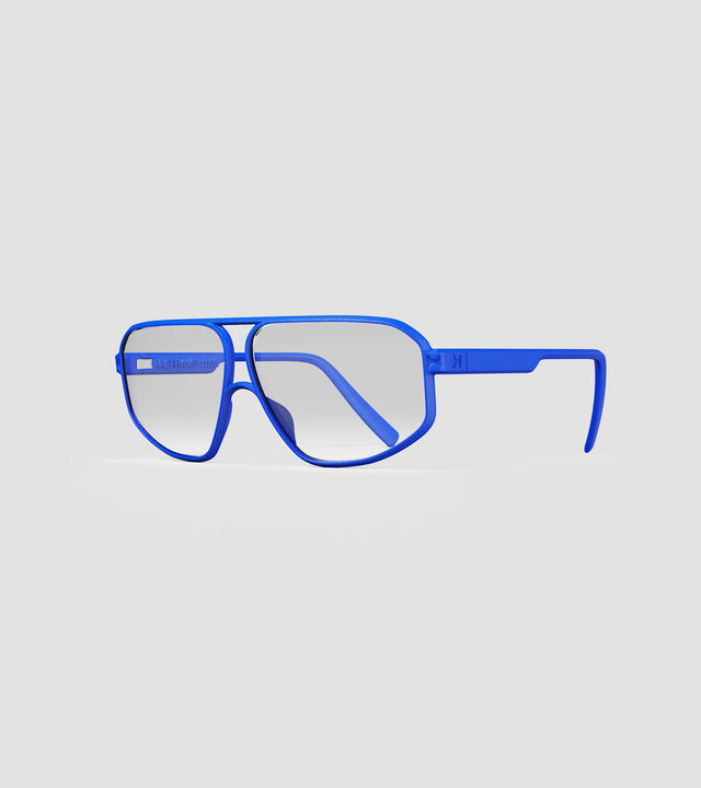 Stylish blue eyeglasses with wide bridge fit, perfect for larger nose bridges