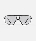 Sleek 3D printed double barrel black aviator sunglasses for men with large nose