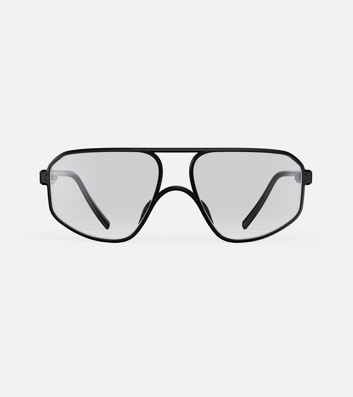 Sleek 3D printed double barrel black aviator sunglasses for men with large nose