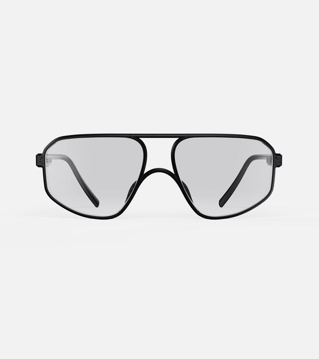 Sleek 3D printed double barrel black aviator sunglasses for men with large nose