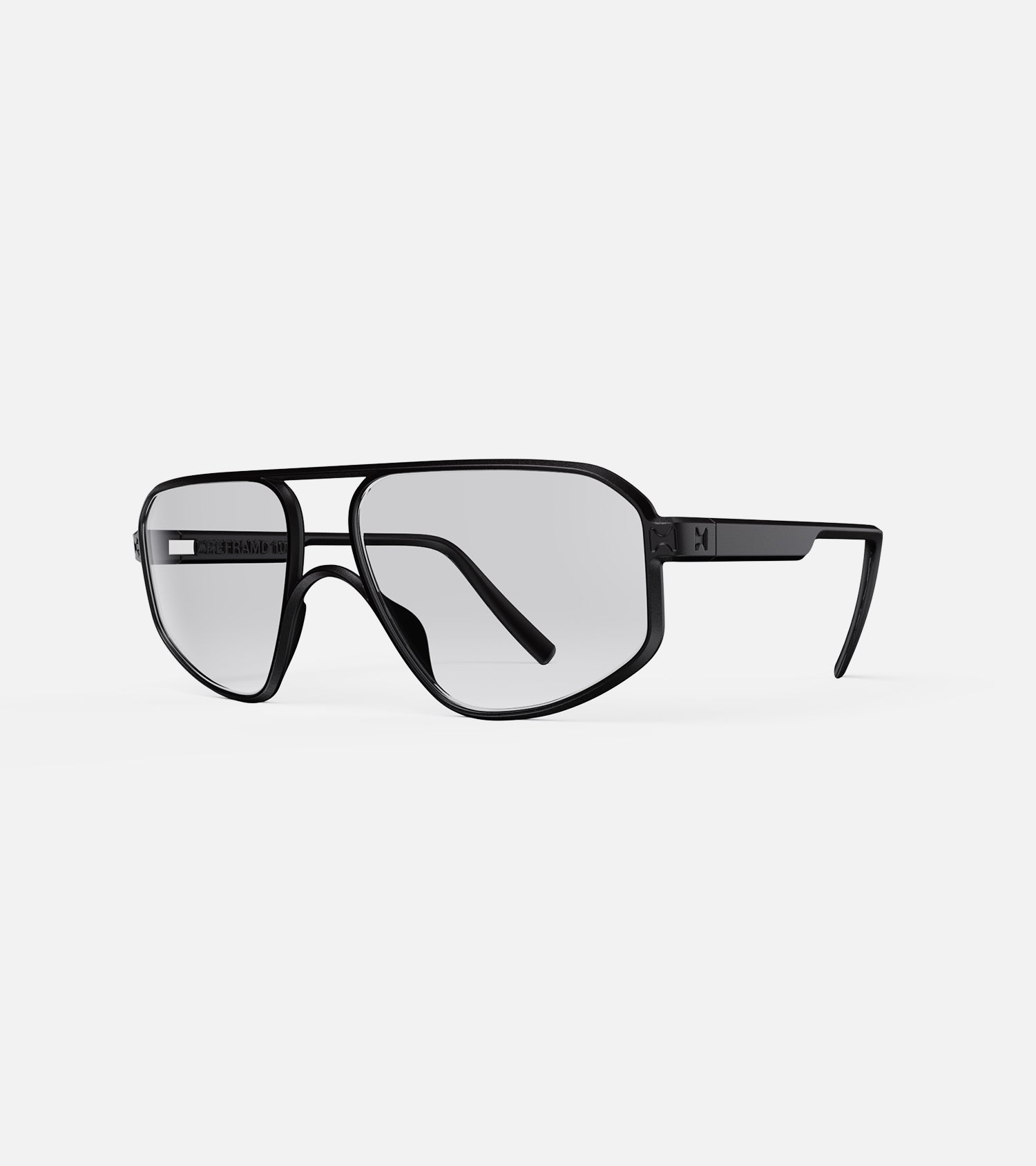 Fashion-forward black aviator optical glasses, perfect for a contemporary touch for low nose bridges