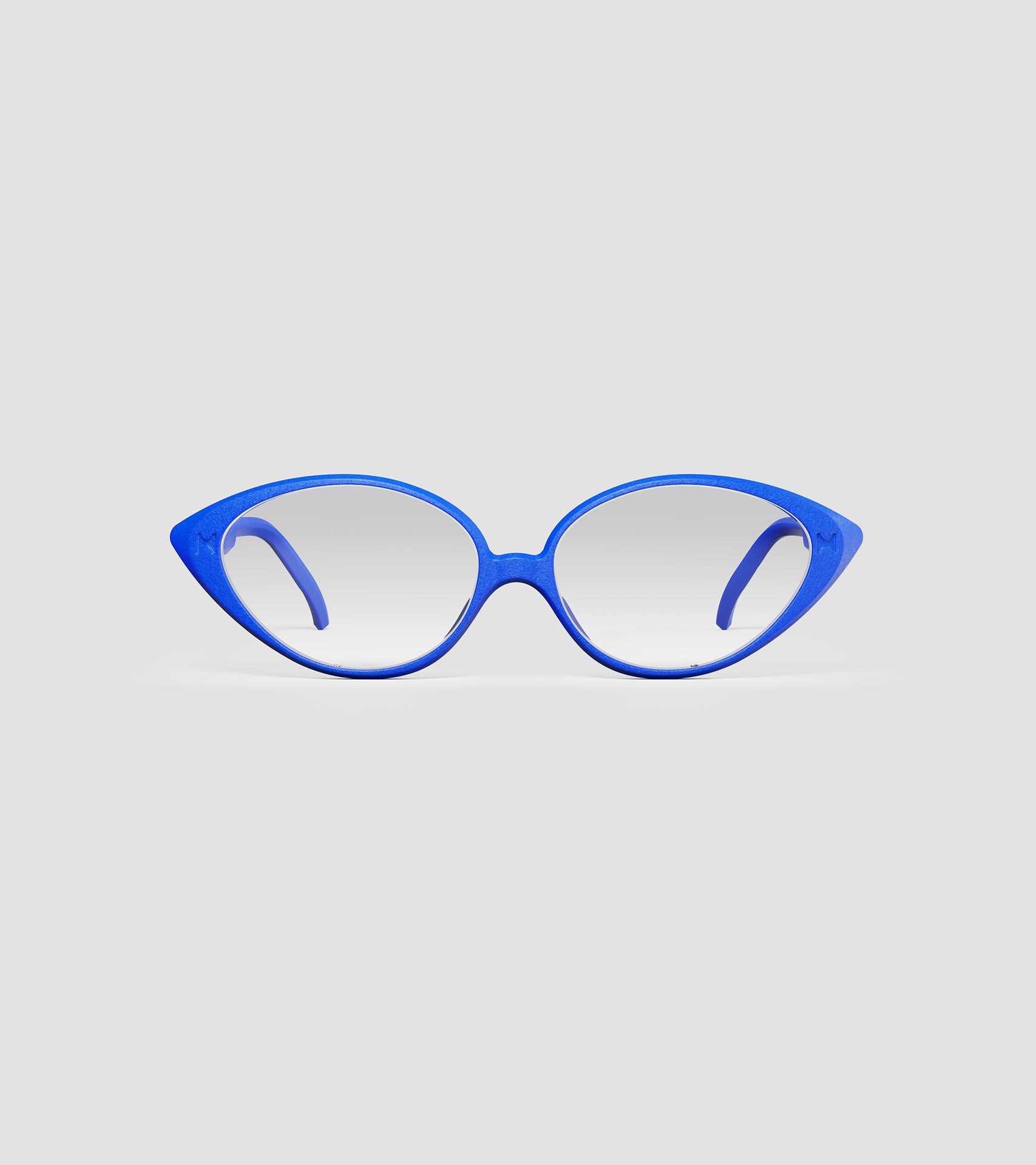 Modern blue cat-eye glasses designed by REFRAMD for inclusive fit