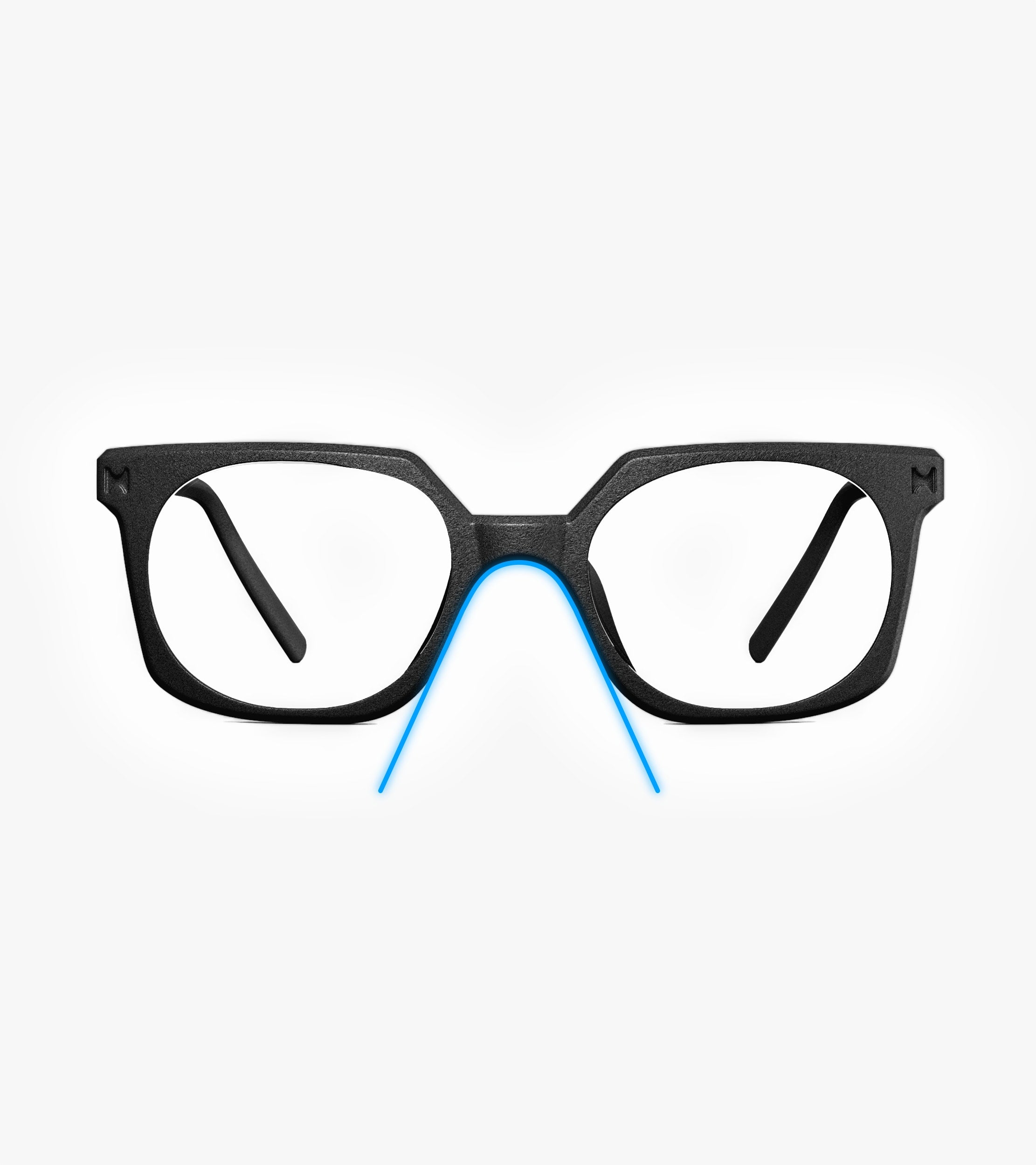 Black eyeglasses on a white background