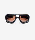 Futuristic 3D-printed black sunglasses with bold, cushioned frames for unique style.