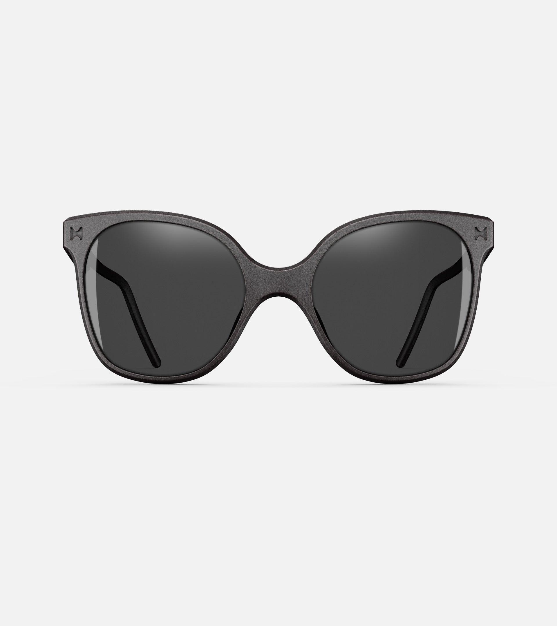 3D printed classic black Missy frames with a stylish cat-eye shape for black people's nose profiles