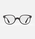 Black 3D printed glasses with clear lenses, featuring a versatile and comfortable fit for various nose profiles, perfect for those seeking modern, stylish eyewear with customization options