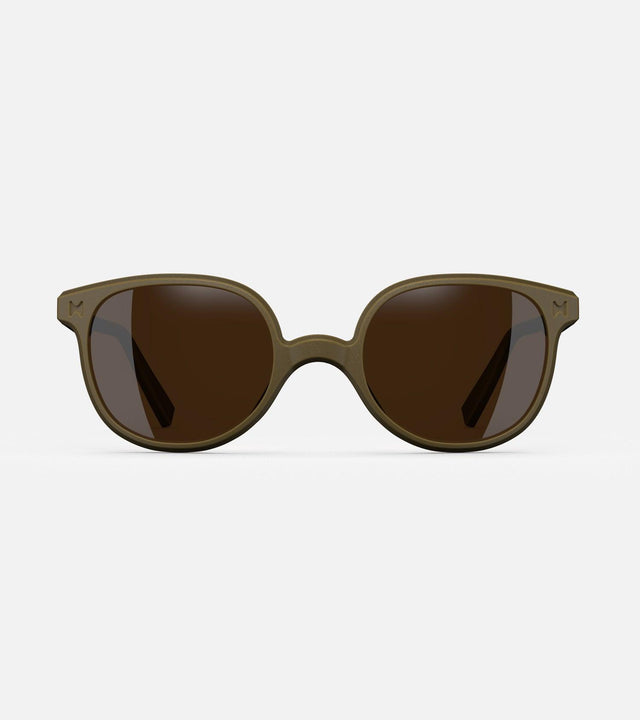 Classicolive square sunglasses for wide nose bridges with round brown lenses