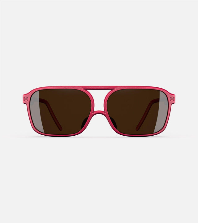 Low bridge, bordeaux rectangular framed sunglasses with brown lenses for men and women.